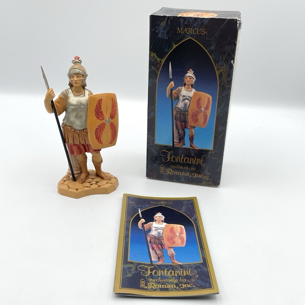 Vintage 1997 Fontanini Marcus Roman Soldier 75509 5" Italy Box Story Card